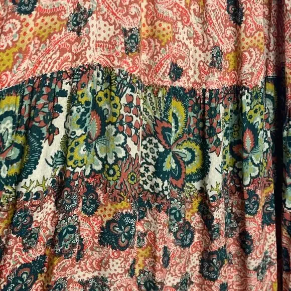 Intimately Free People size small patchwork Multicolor Bohemian Dress maxi tie - Picture 4 of 9